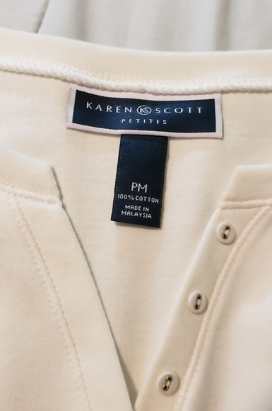 Karen Scott 3/4 Sleeve Off White Top Size MP - Picture 4 of 4